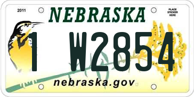 NE license plate 1W2854