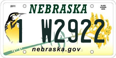 NE license plate 1W2922