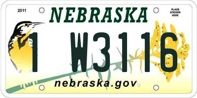 NE license plate 1W3116