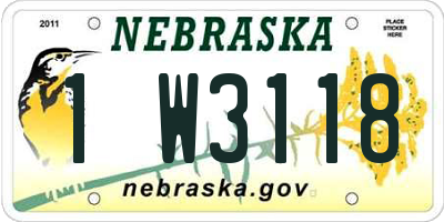 NE license plate 1W3118