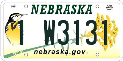 NE license plate 1W3131