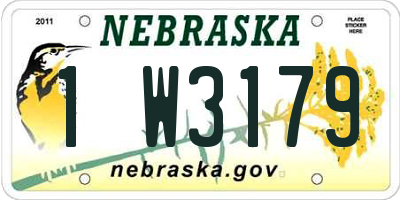 NE license plate 1W3179
