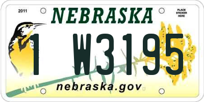 NE license plate 1W3195