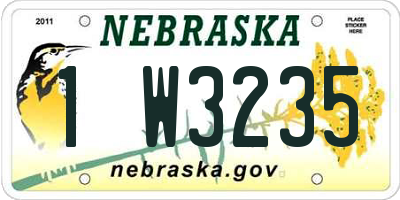 NE license plate 1W3235