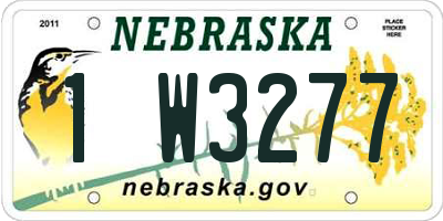 NE license plate 1W3277
