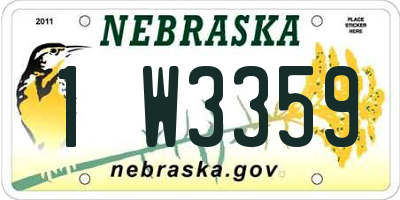 NE license plate 1W3359