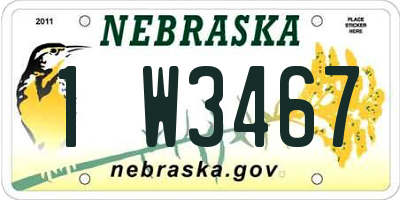 NE license plate 1W3467