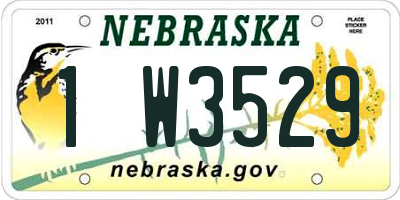 NE license plate 1W3529