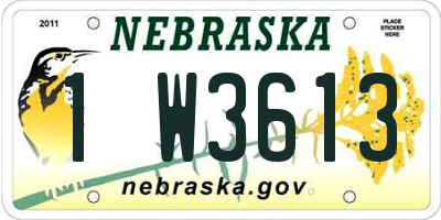 NE license plate 1W3613