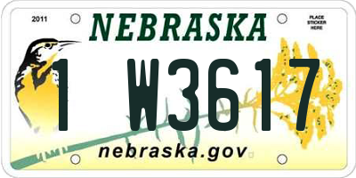NE license plate 1W3617