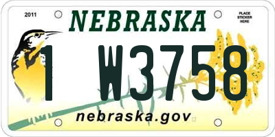 NE license plate 1W3758