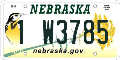 NE license plate 1W3785