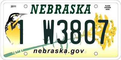 NE license plate 1W3807