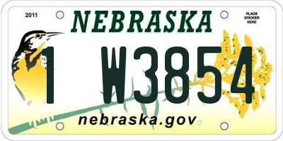 NE license plate 1W3854