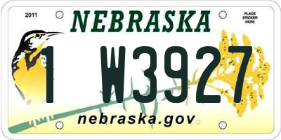 NE license plate 1W3927