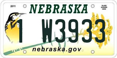 NE license plate 1W3933