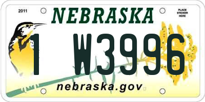NE license plate 1W3996
