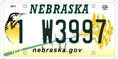 NE license plate 1W3997