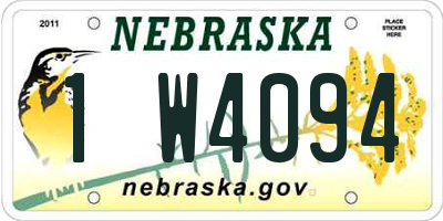 NE license plate 1W4094