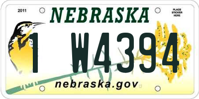 NE license plate 1W4394