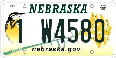 NE license plate 1W4580