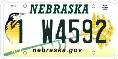 NE license plate 1W4592