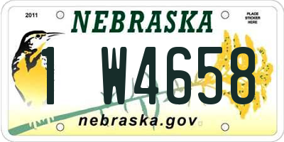 NE license plate 1W4658