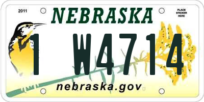 NE license plate 1W4714