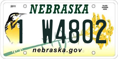 NE license plate 1W4802
