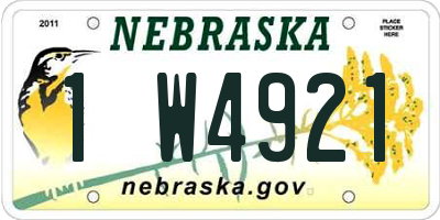 NE license plate 1W4921