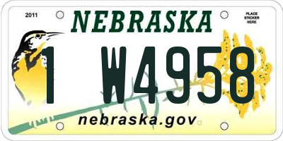 NE license plate 1W4958