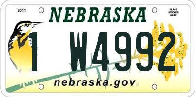 NE license plate 1W4992