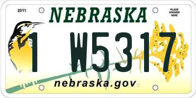 NE license plate 1W5317