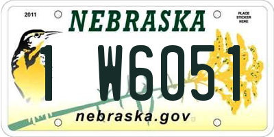 NE license plate 1W6051