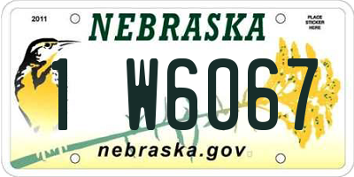 NE license plate 1W6067