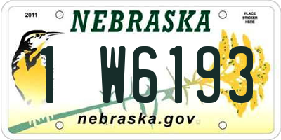 NE license plate 1W6193