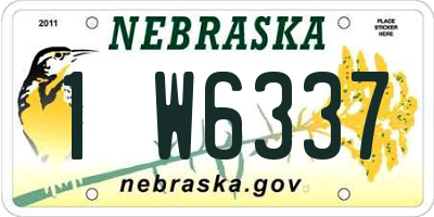 NE license plate 1W6337