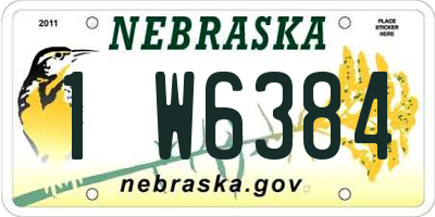 NE license plate 1W6384