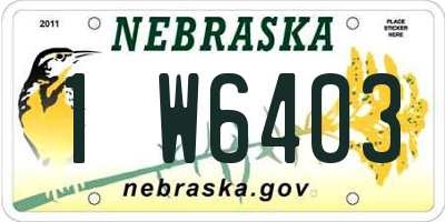 NE license plate 1W6403