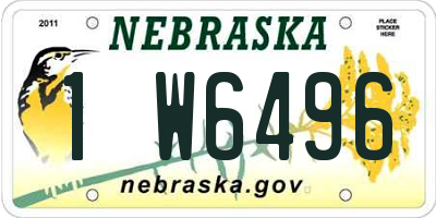 NE license plate 1W6496