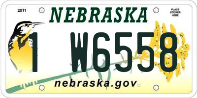 NE license plate 1W6558
