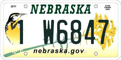 NE license plate 1W6847