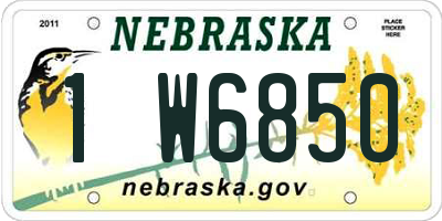 NE license plate 1W6850