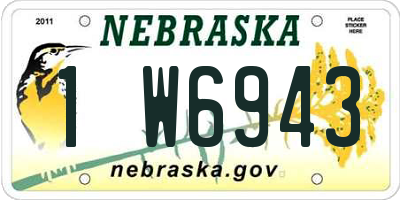 NE license plate 1W6943