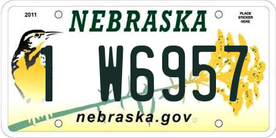 NE license plate 1W6957