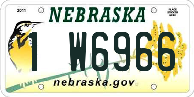 NE license plate 1W6966