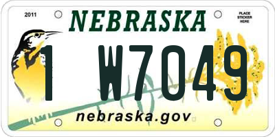 NE license plate 1W7049