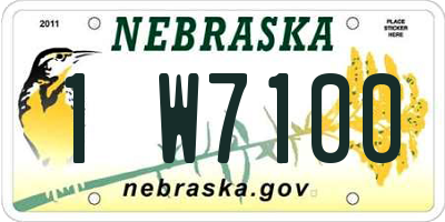 NE license plate 1W7100