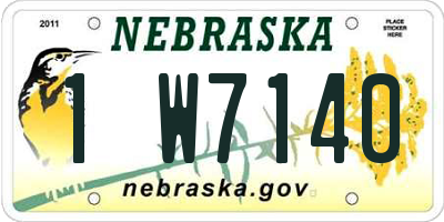NE license plate 1W7140