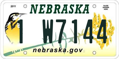 NE license plate 1W7144